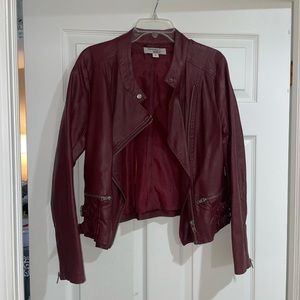Maroon Leather Jacket.